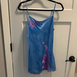 VICTORIA'S SECRET cami blue with pink lace slit XS